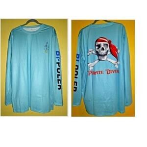 New $32 Mens RashGuard Dry Fit Pirate Diver Bi-Poler Size L Boat Fishing UV